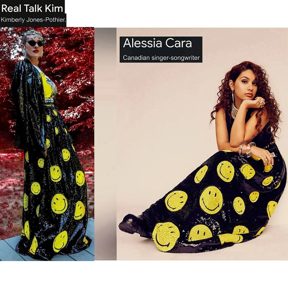 Alice + Olivia Tina Smiley Black Yellow Sequin Embellished Ball Gown Skirt